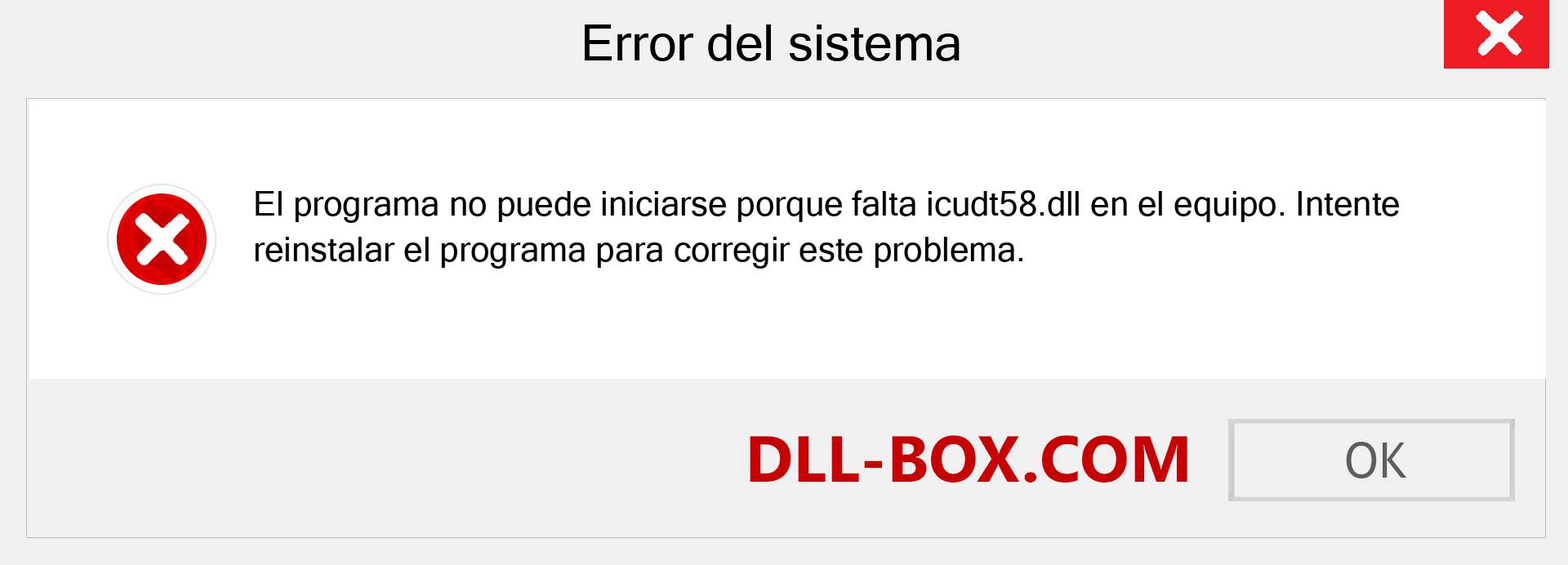 ¿Falta el archivo icudt58.dll ?. Descargar para Windows 7, 8, 10 - Corregir icudt58 dll Missing Error en Windows, fotos, imágenes