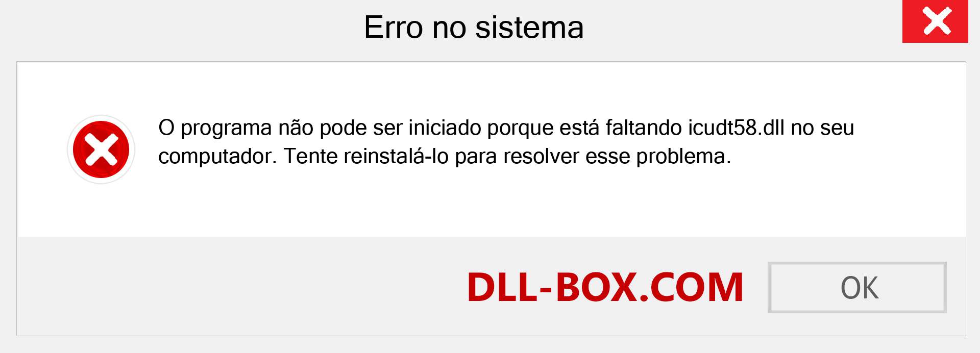 Arquivo icudt58.dll ausente ?. Download para Windows 7, 8, 10 - Correção de erro ausente icudt58 dll no Windows, fotos, imagens